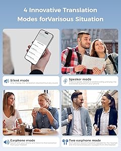 GRUCISO AI Language Translator Earbuds:3-in-1 Translator Earbuds with 150 Languages Real-time Translation and 10 Languages Offline Translation,HiFiBright White