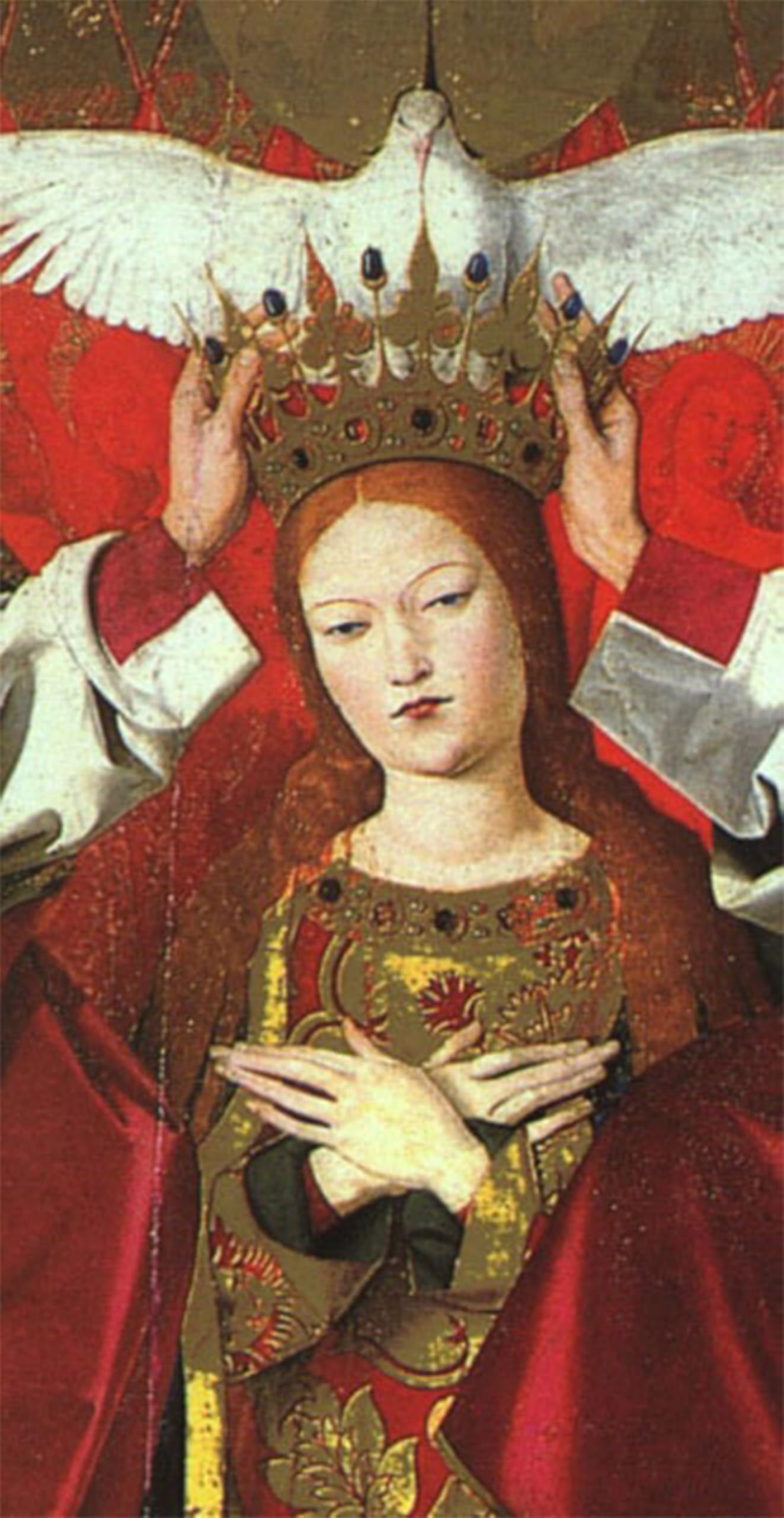 SERENDIPITP Abstract Painting Mural Print Picture Wall Decor Painting The Coronation of the Virgin detail: the Virgin Enguerrand Charonton Vintage Wall Artwork for Home Decor 60x90cm