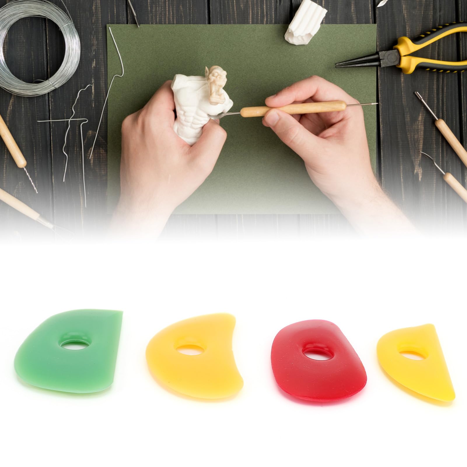 4-Piece Soft Silicone Pottery Ribs Set - Multi-Shape Clay Sculpting Tools For Ceramics
