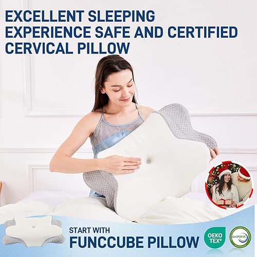 Miniatura 8 de Almohada cervical para el cuello  Almohada de espuma viscoelástica para aliviar el dolor de dormir, almohadas ergonómicas de contorno de apoyo para