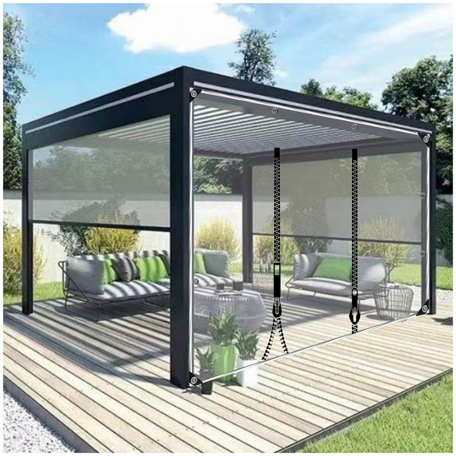 Sonakia Wxh Clear Waterproof Tarp Curtains, Transparent Tarpaulin Side Panels, Outdoor Pergola Gazebo Tent Tarp Side Panels, Pvc Tarpaulin Curtains With Zipper Door,-3.2X2.2m/10.5 * 7.2Ft