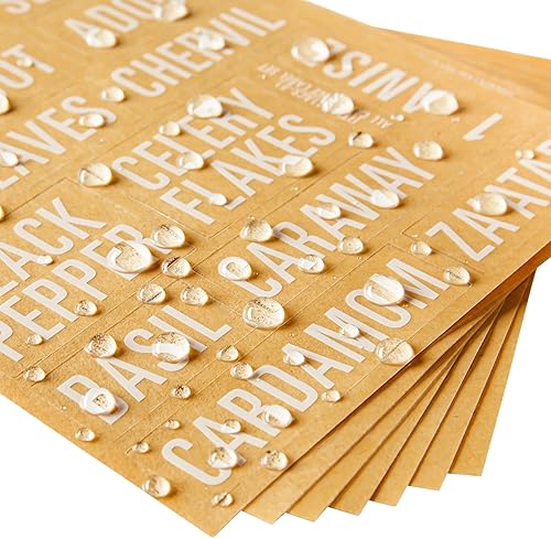 Miniatura 8 de Talented Kitchen - 134 etiquetas para frascos de condimentos preimpresas 134 nombres de condimentos en mayúsculas blancas + números. Letras blancas