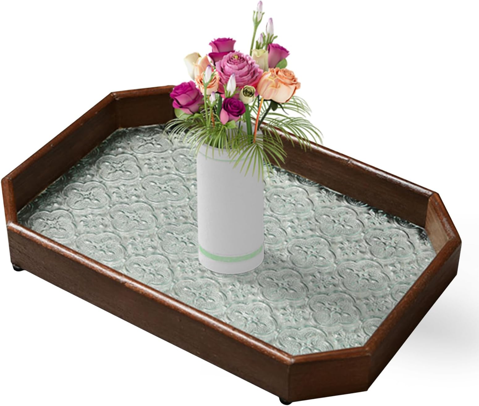 Crabapple Pattern Tray - Serving Fruit and Snacks, Embossed Decor with Sophisticated Look, Kitchen Tray with Functional Use, Table Accessory, Durable Design for Home, Countertop