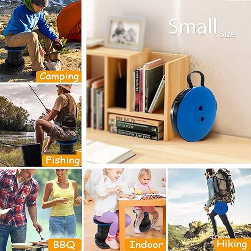 Miniatura 6 de Hesanzol taburete telescópico portátil, 2 generación retráctil taburete para acampar, jardín, pesca, senderismo, viajes, barbacoa, capacidad de