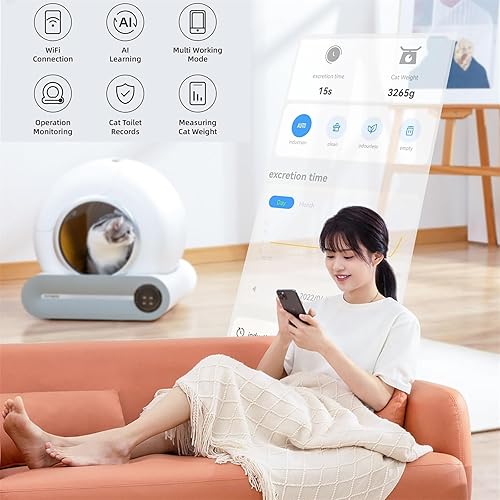 Miniatura 5 de Caja de arena para gatos autolimpiante, caja de arena automática para gatos de gran capacidad, caja de arena de limpieza automática controlada por