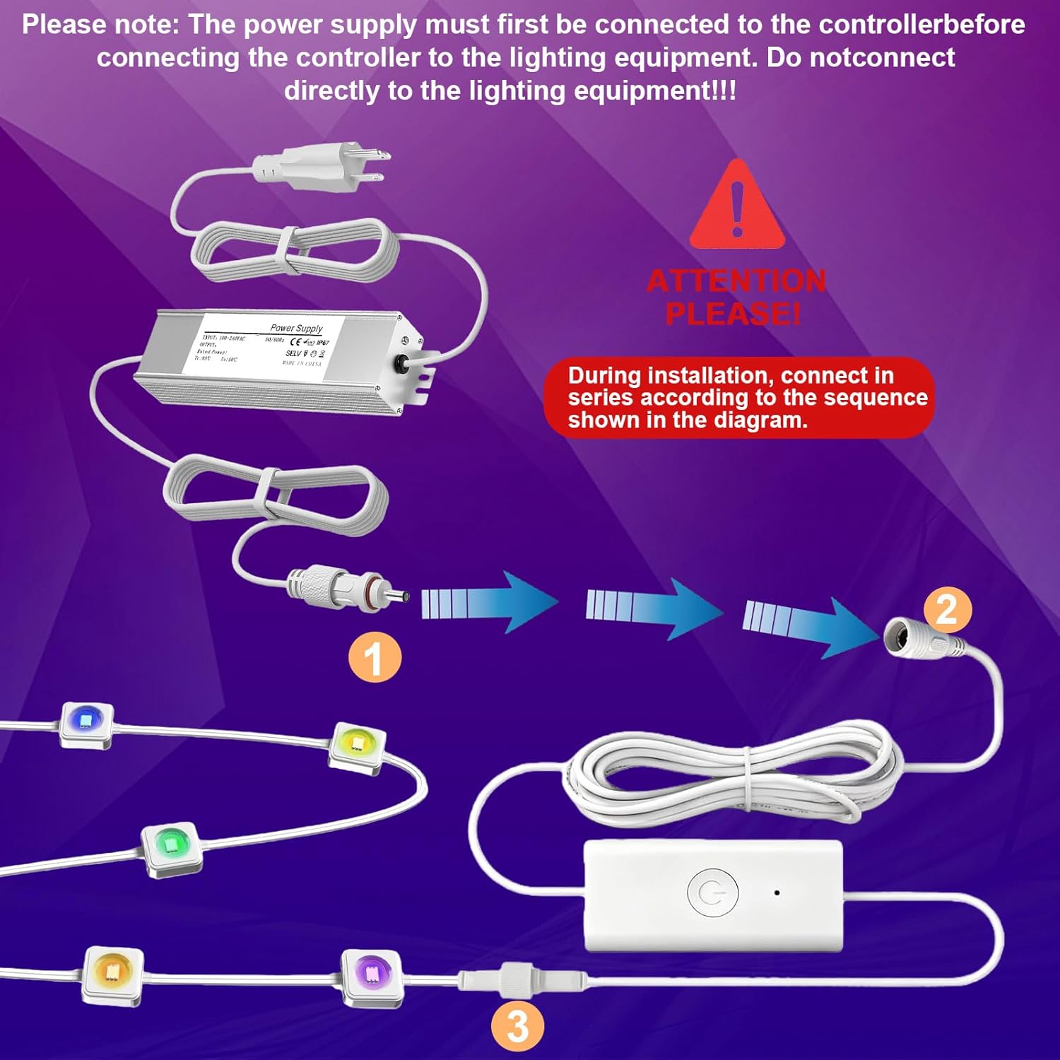 36V 3A Waterproof Power Adapter Cable for Govee Permanent Outdoor Light Strips. Compatible with Govee H706A, H706B, and H706C Permanent Outdoor Light Strips.not Compatible with Three-pin connectors.