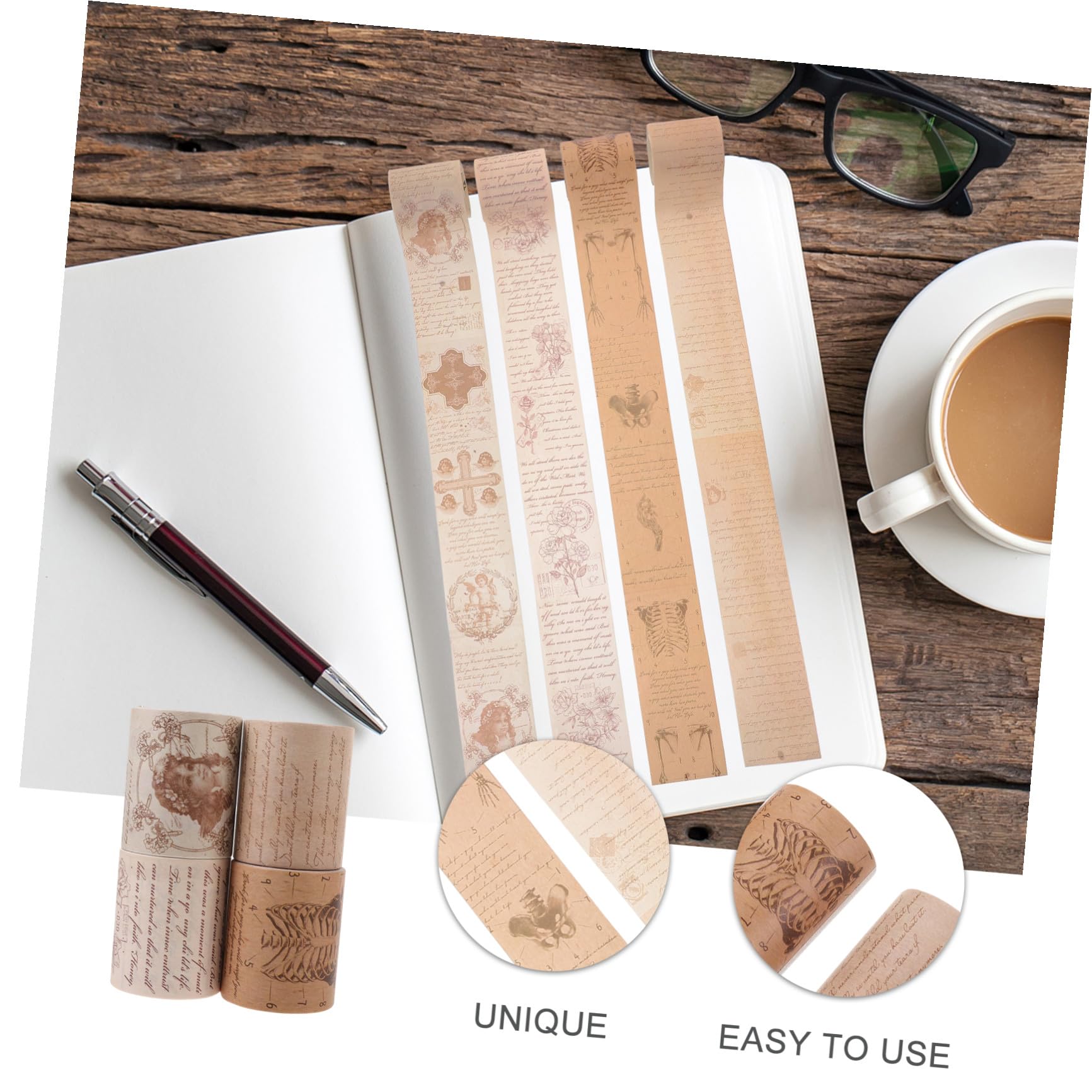 Artibetter 4 Sätze Diy-bänder Retro Dekorative Bänder Pads The Washi Tape Briefpapier Vintage Dekoratives Klebeband Für Einklebebuch Diy Washi Tape Basteln Japanisches Papier 4 Rollen * 4