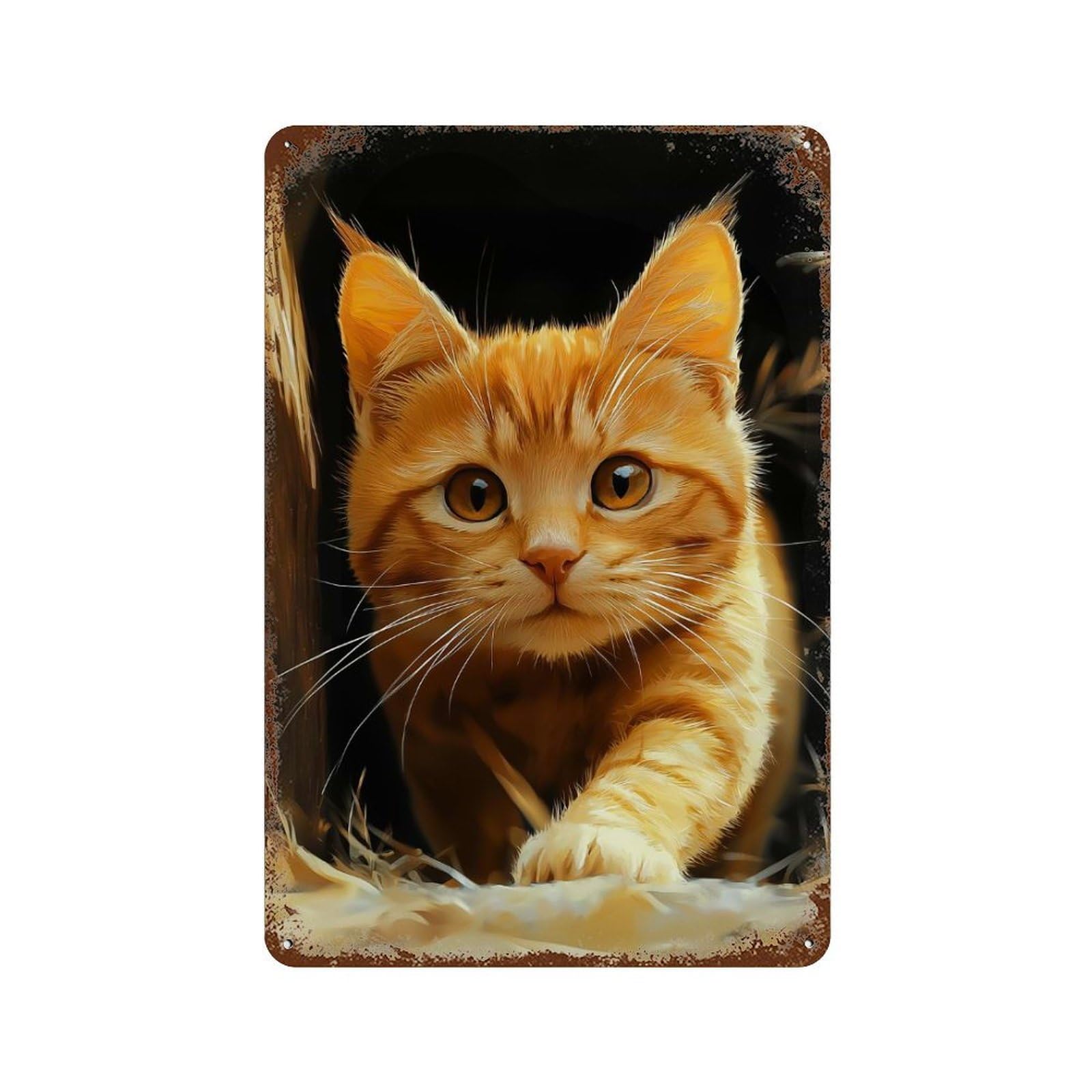 British Shorthair Red Tabby Kitten Retro Metal Sign 11.8"x7.9", Shabby Chic Decor for Garage, Pub Or Kitchen