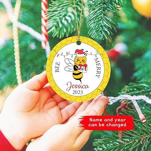 Miniatura 4 de Adorno de Navidad de abeja 2023, adornos personalizados de Navidad de abeja 2023, decoración colgante de árbol de Navidad de abeja, regalo de