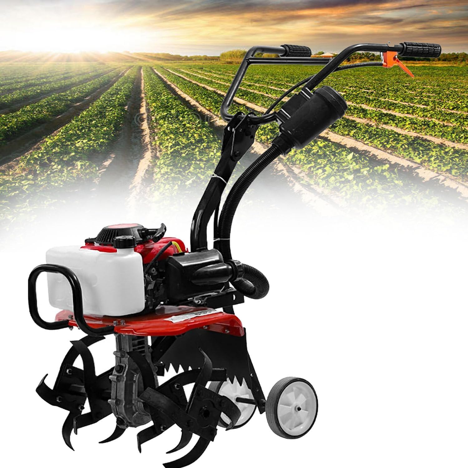 Motozappa semovente a 4 Tempi con 4 Lame - Coltivatore ad Alta velocità per Un;aratura efficiente in Giardini e campi, Ideale per la Cura del Prato e la Preparazione del Terreno.