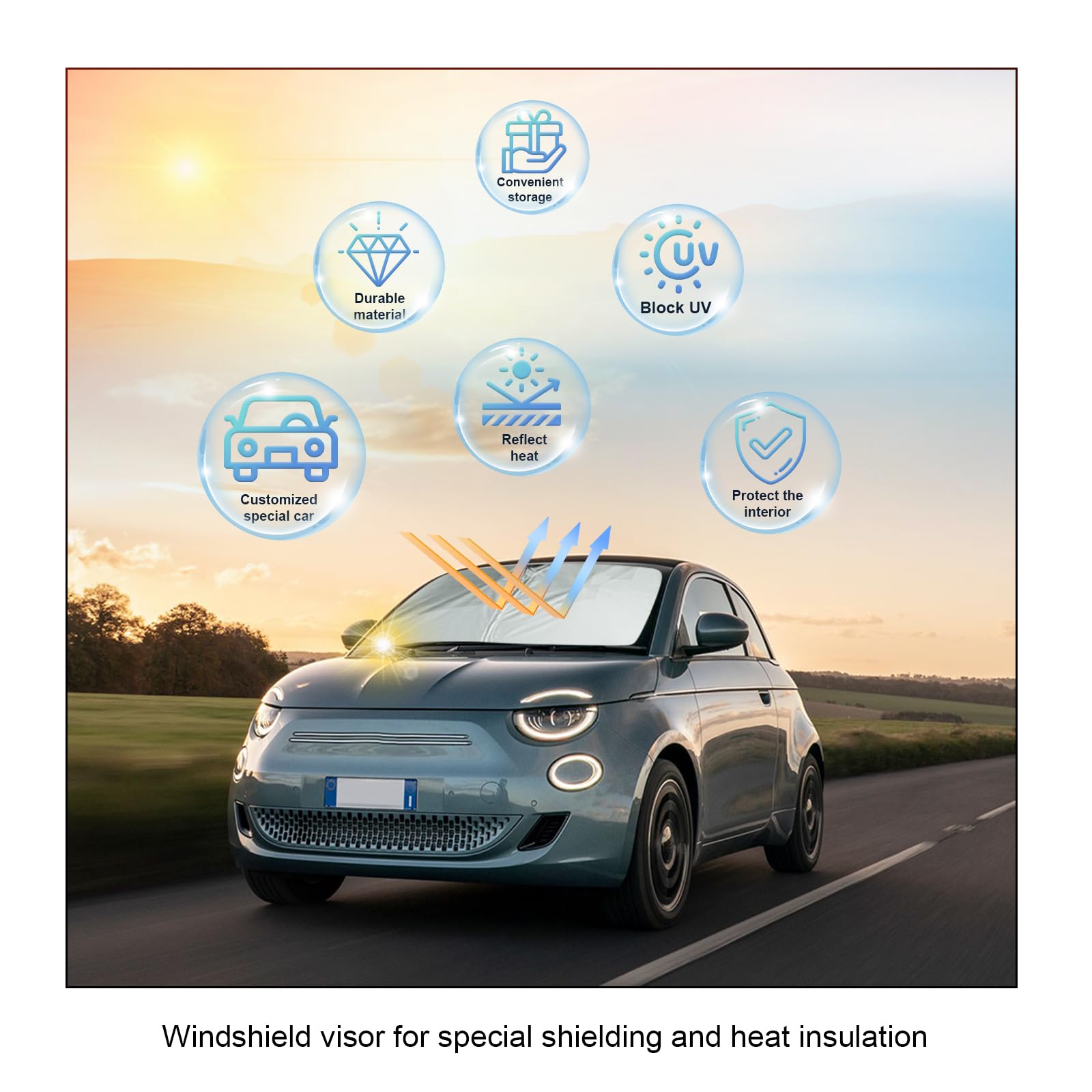 Pare-soleil Avant Pour Fiat 500 / Abarth 595 (2017-2024) - Protection UV Et Rafraîchissement Voiture