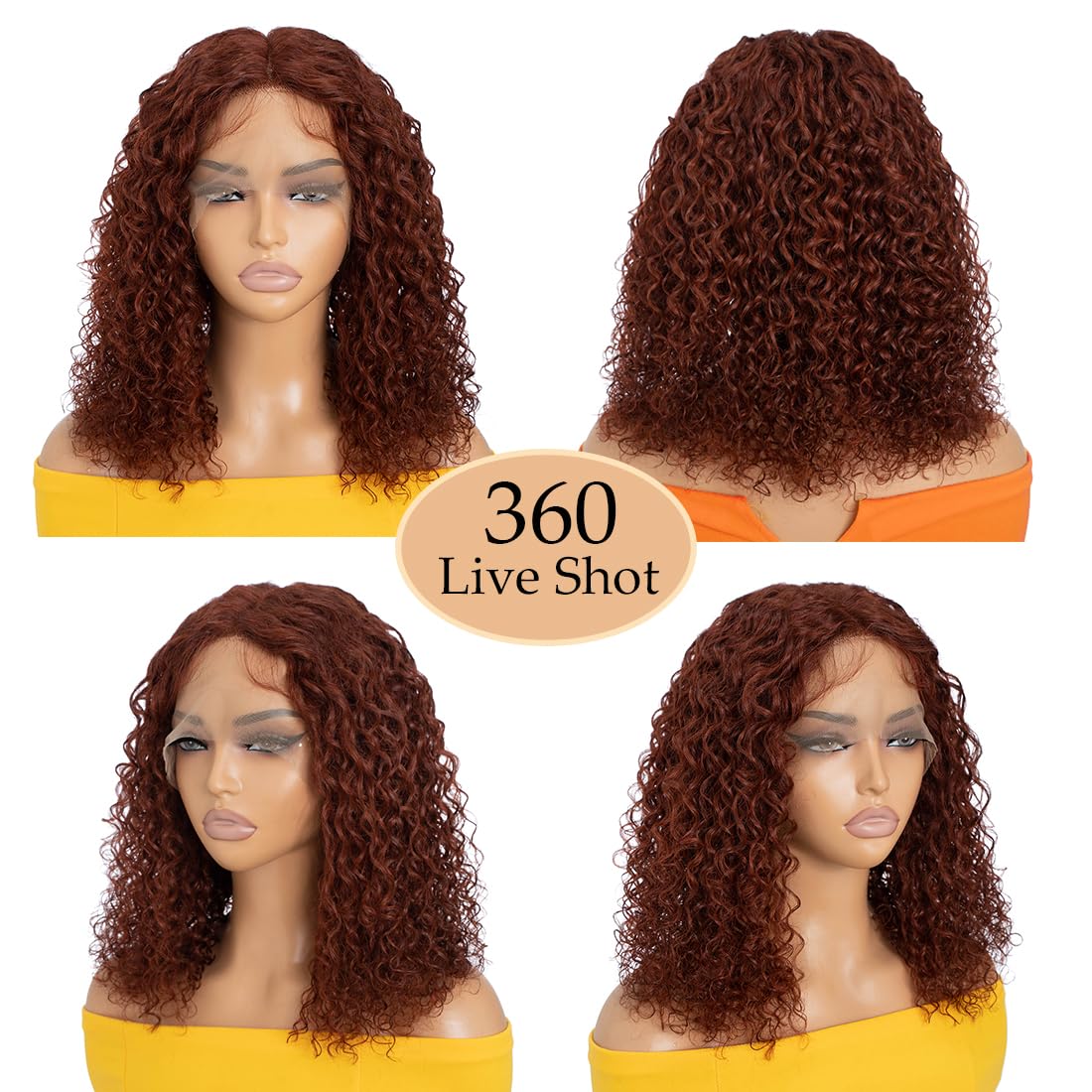 Short Kinky Curly Lace Front Wig 14 inch Bob Deep Curly 13X4X1 HD Lace Front Wig for Women Brazilian Virgin Human Hair Wigs with Bangs Natural Looking 33A - Image 2