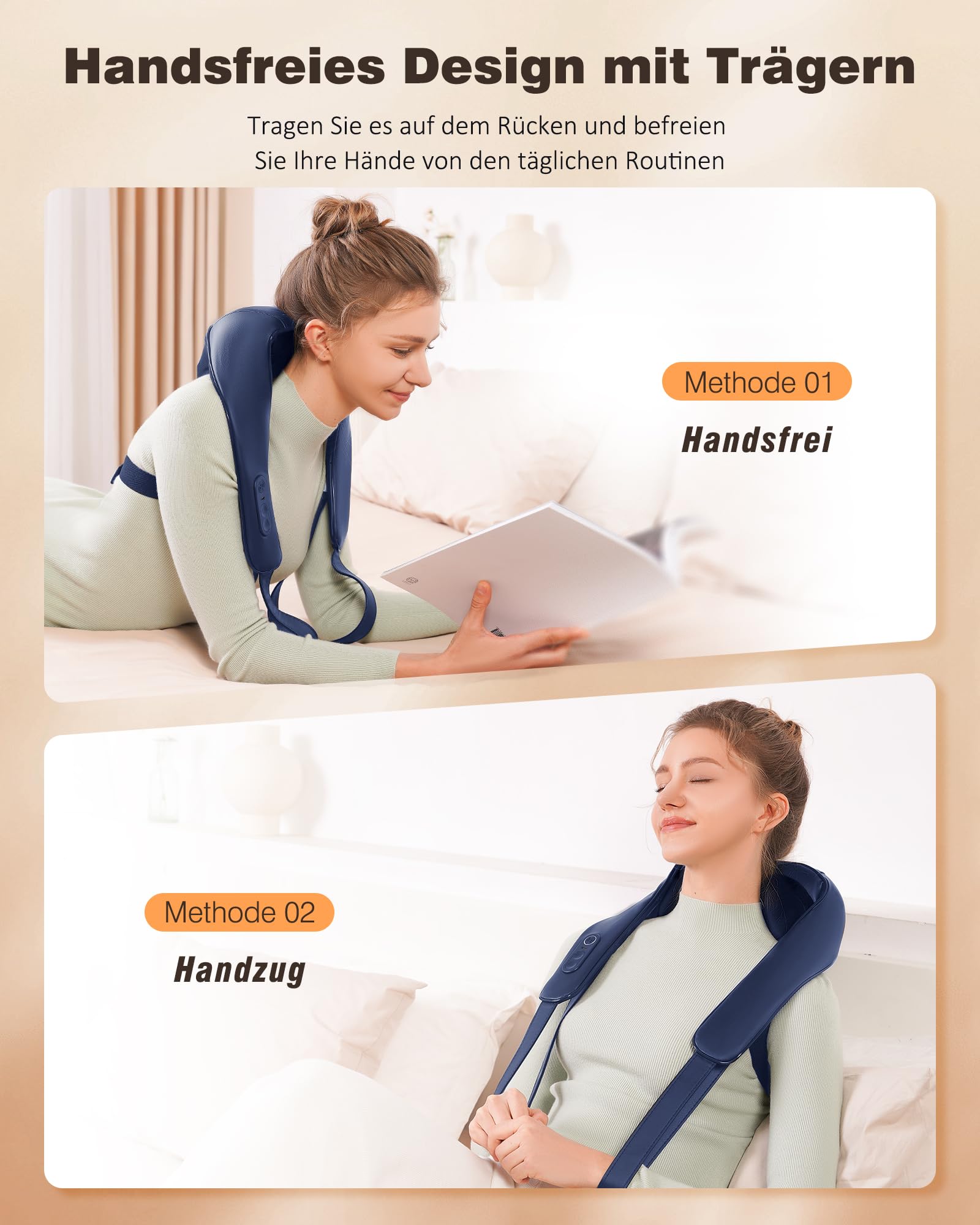 KNQZE® Shiatsu Massagegerät 4D, 2026 Kabellos Nackenmassagegerät mit Wärme, Verbesserte Graphenheizung, 4D Shiatsu Tief knetende Nackenmassage für Nacken, Schulter, Rücken, Geschenke für Frauen, Blau