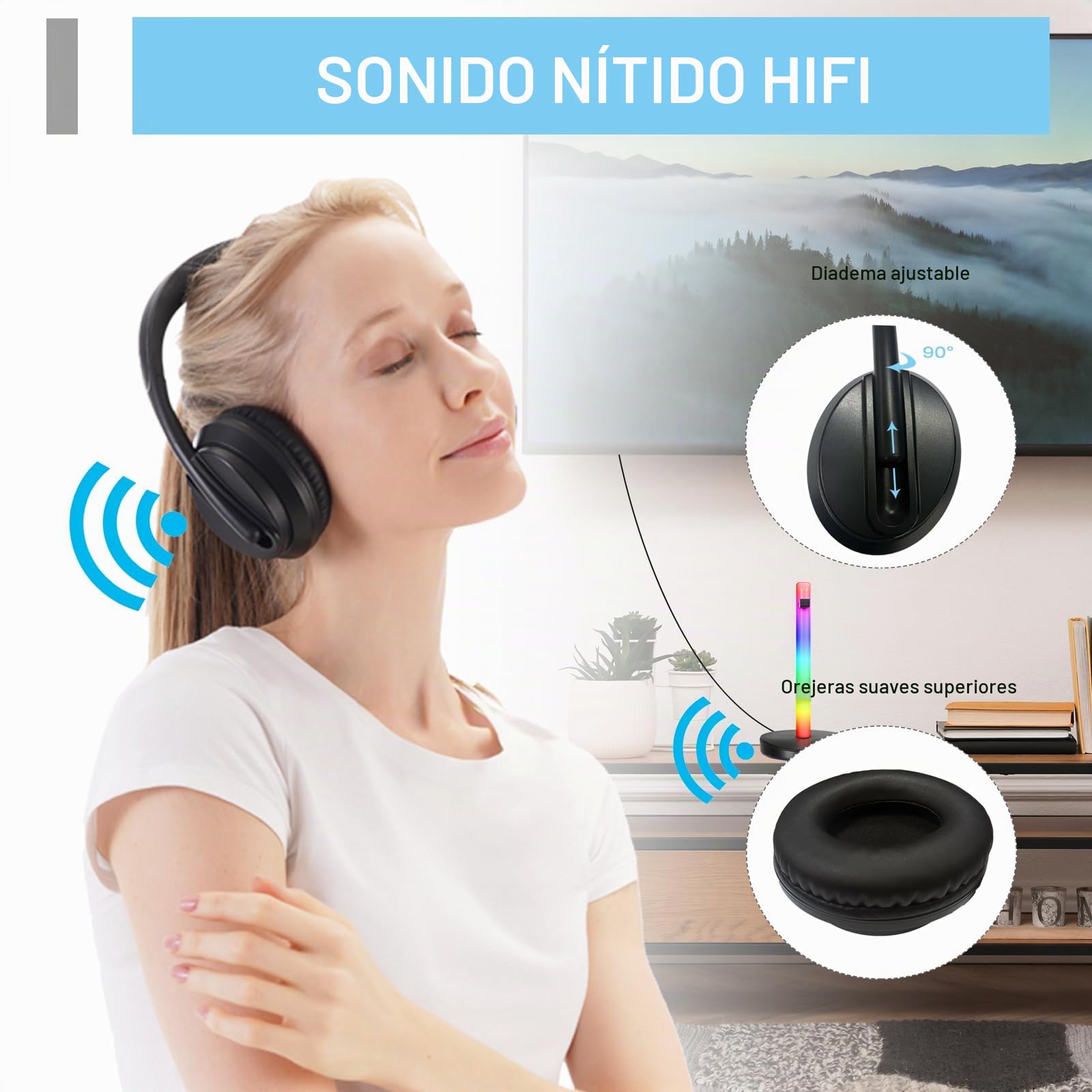 Cascos Inalámbricos para Televisióncon Transmisor de RF