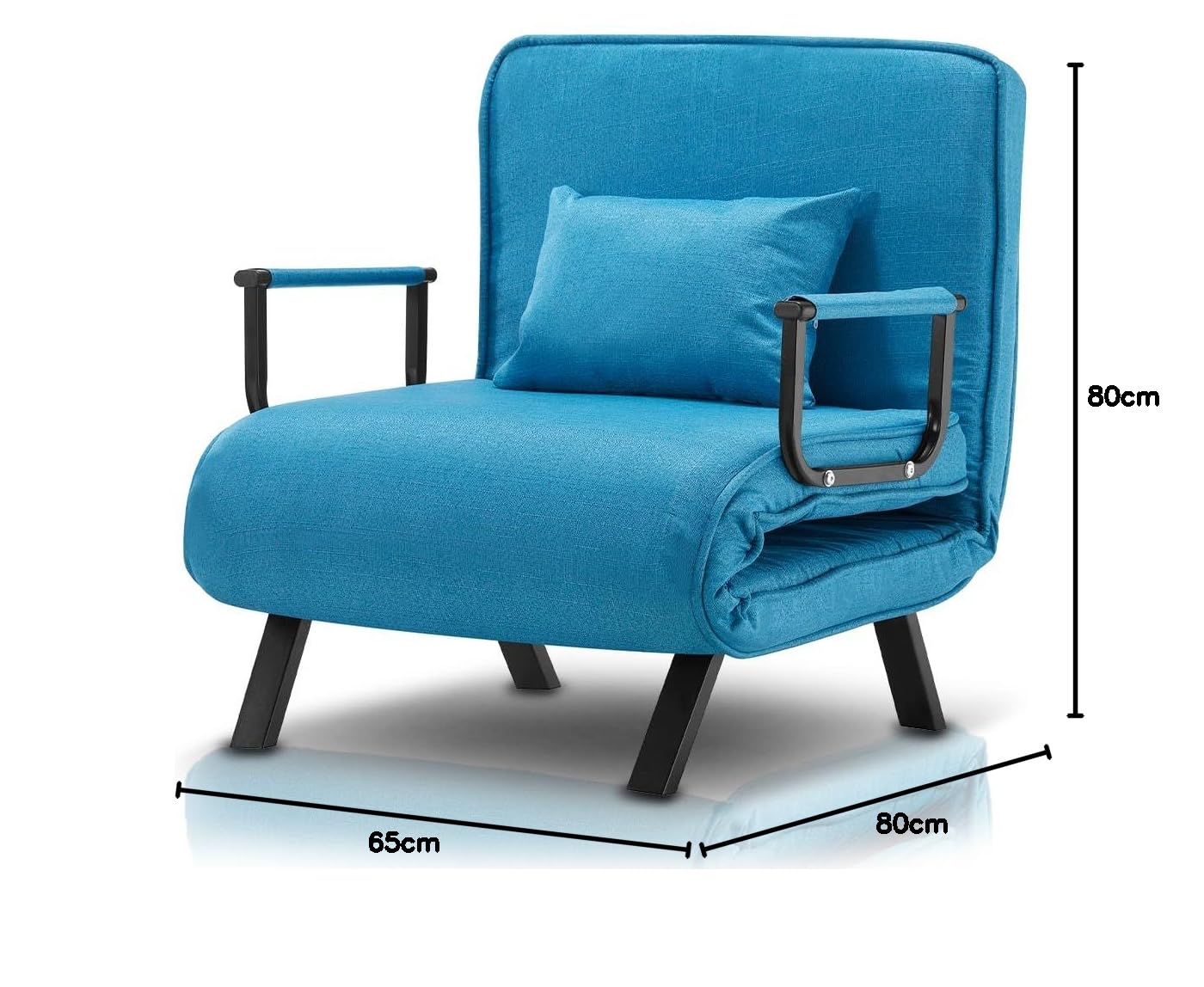 Shally Dogan Divano Letto Singolo Reclinabile 3 in 1, Poltrona Convertibile Chaise Lounge Seduta Imbottita Morbida, Copertura Sfoderabile Tessuto Traspirante, Poltroncina Relax Salvaspazio (Blu)