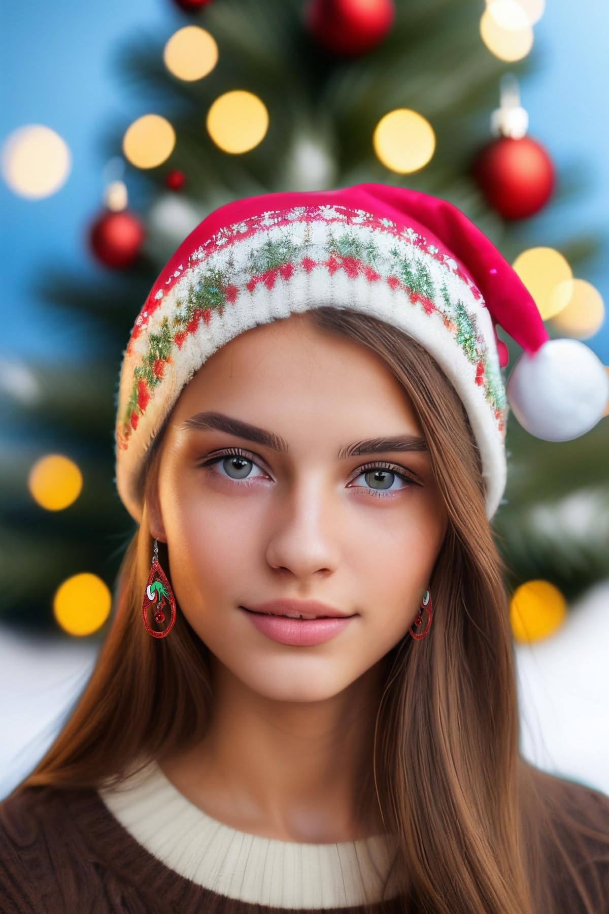 Christmas Red White Green Earrings Gift Holiday Earrings for Women