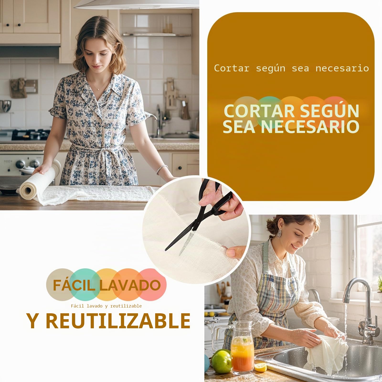 Rollo de Paños de Muselina para Cocina, 1 Paño de Queso para Cebar, Paños de Queso de 100% Algodón Reutilizables sin Blanquear para Cebar Mantequilla, Leche de Nueces y Yogur (0,9 x 33 m, Grado 90)