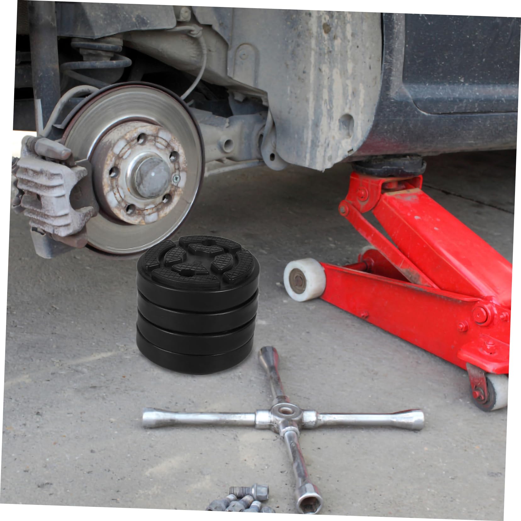 COOPHYA 4Pcs Black Rubber Jack Pads For Car Lift Jacking Protection 12 0x12 0x1 3in