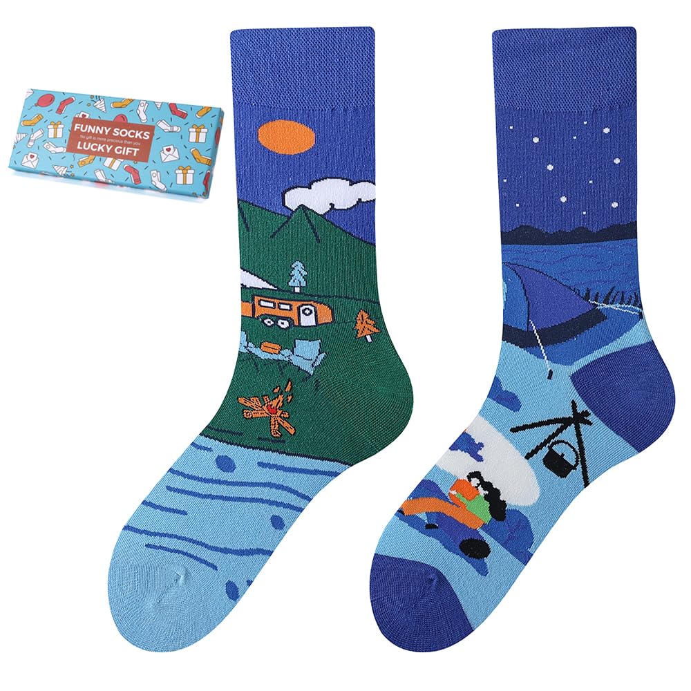 Calcetines Divertidos Unisex para Mujer y Hombre con Diseños Asimétricos en Par - Temas Animales, Comida, Fruta, Deporte y Arte en Algodón - Ideal para Regalos — view 28