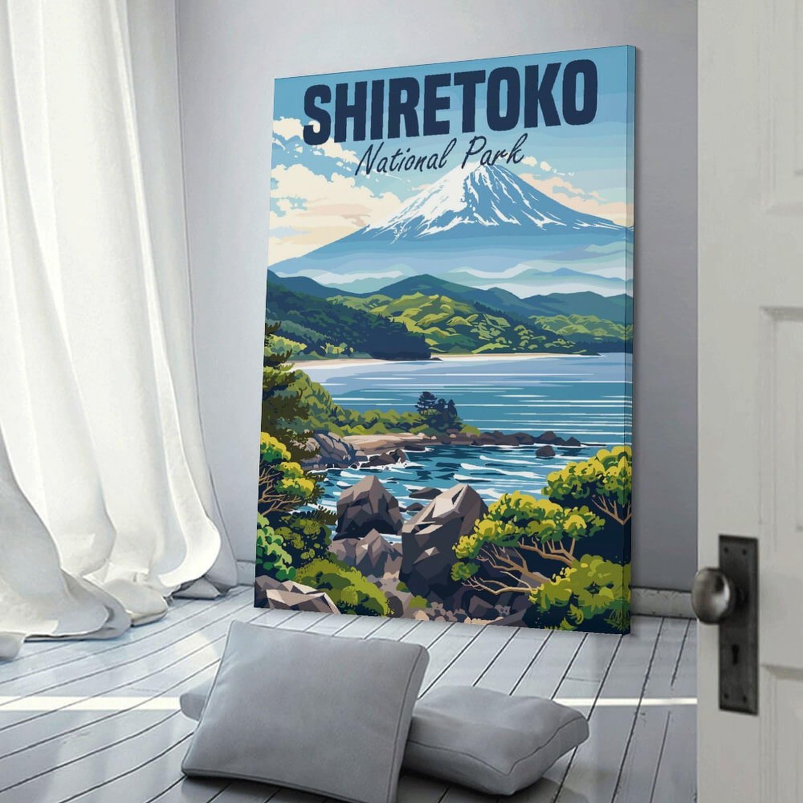 Junmoney Canvas Wall Art Shiretoko National Park, 16x24inch(40x60cm), for Lounge Decor, Bedroom Walls Or Flats, A Home Accent with Warm Character