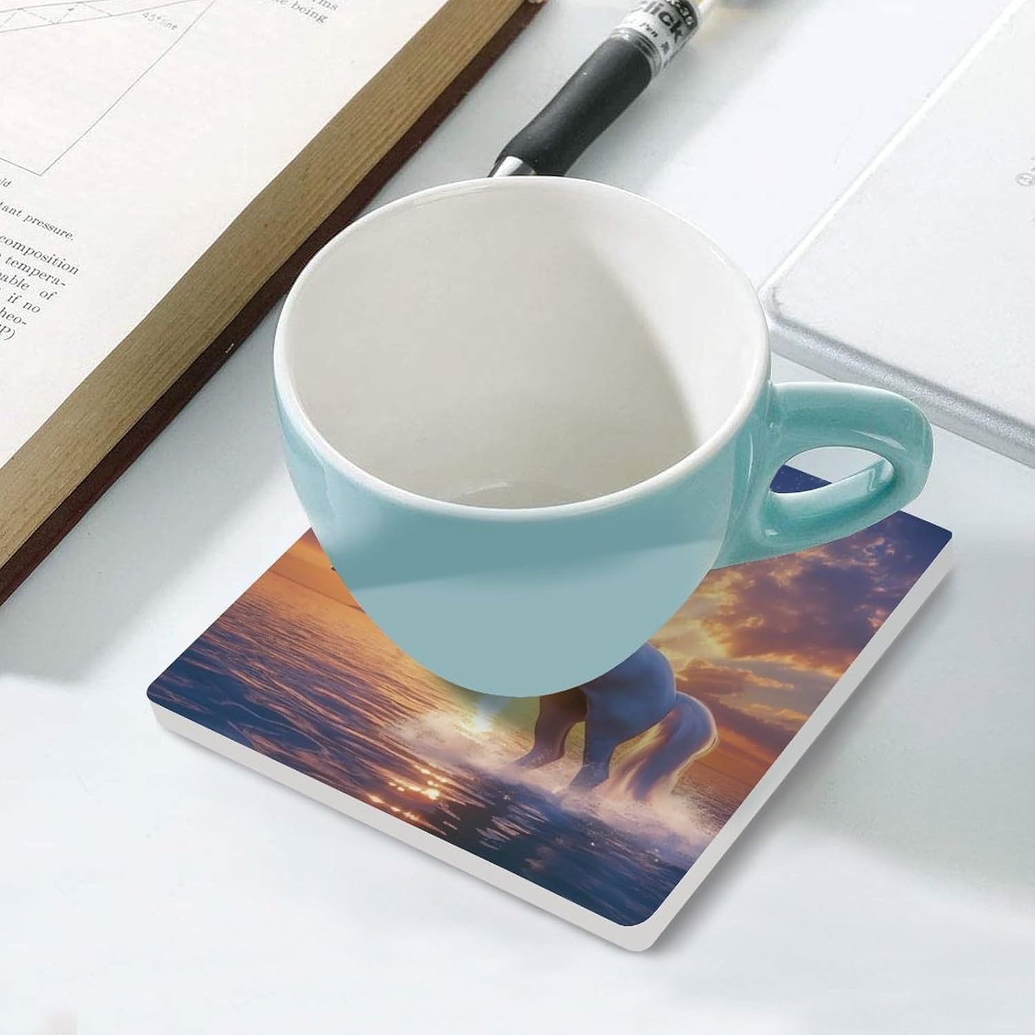 Un-icorns Ceramic Coasters Square Drinks Coaster Coffee Table Decor Table Coaster for Home Bar