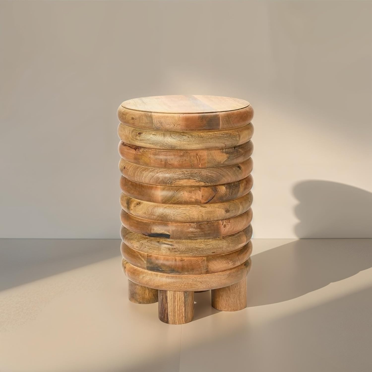 Creative Co-Op Dossier Vintage-Inspired Solid Wood Flat top for use, Natural Finish Stool/End Table