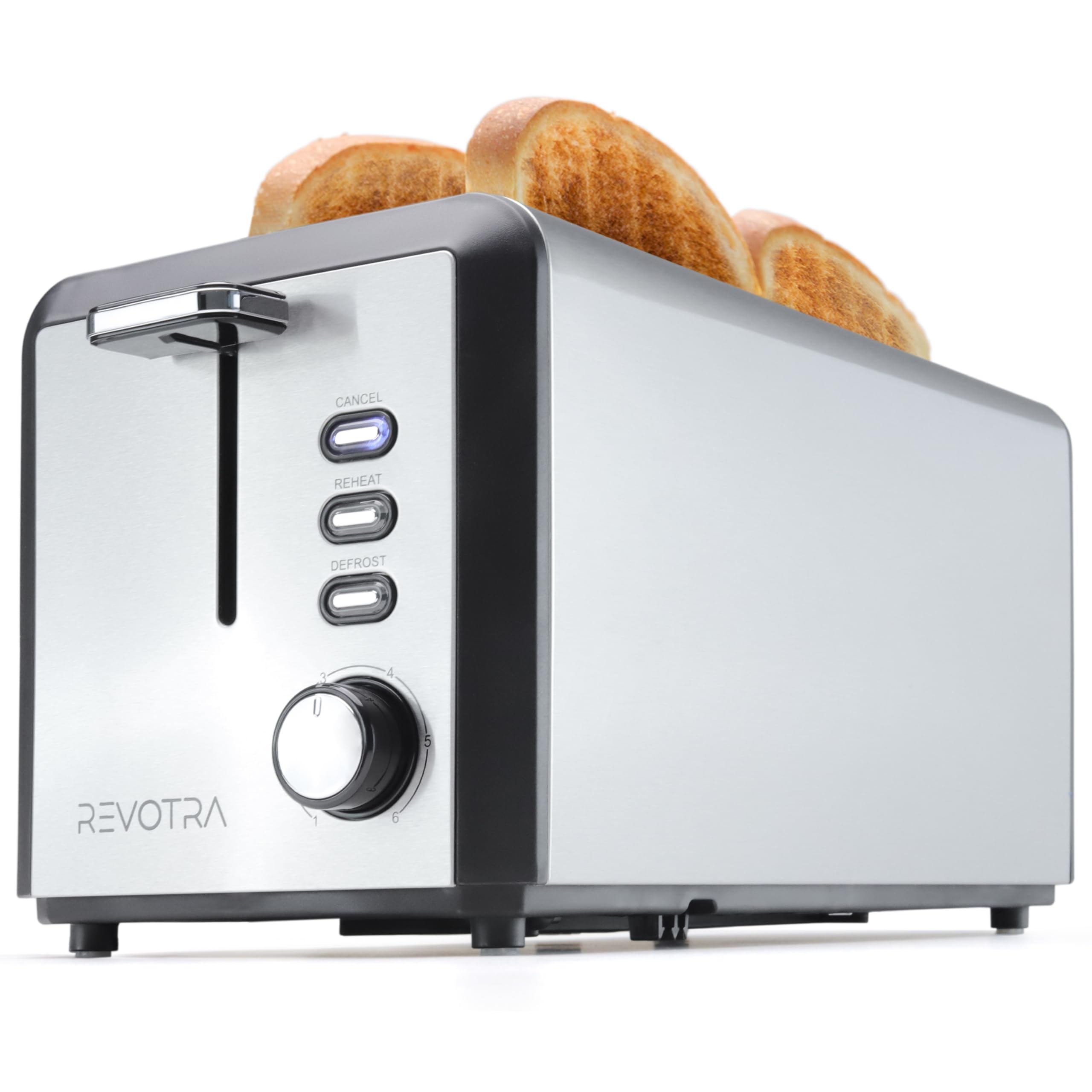 REVOTRA 4 Slice Long Slot Stainless Steel Toaster