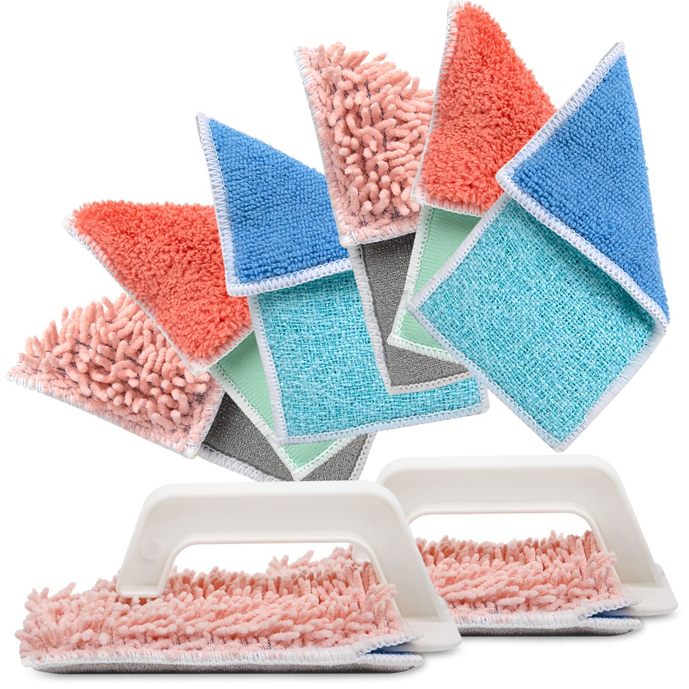 Don Asletts Scrub Switch Combo Set Dual-Sided Scrub Clean and Polish Sponges Included Handheld Tool for Extra Scrubbing
