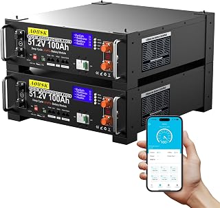 48V 200Ah Lithium LiFePO4 Solar Battery(2 Pack 48V 100AH), Support Inverter Communication, Built-in 100A BMS with Bluetooth,10.24kWh Capacity, 6000+ Cycles, Perfect for Off-Grid, Solar, Backup Power