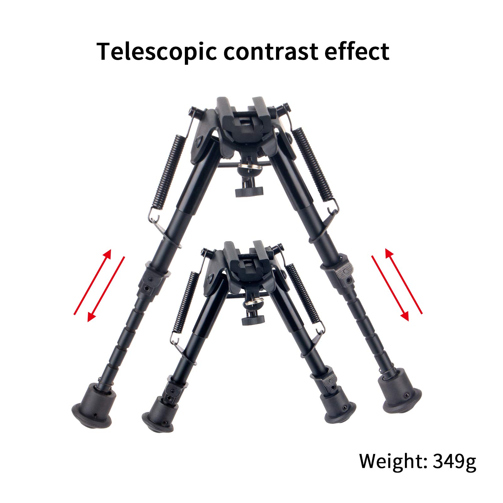 6-9" Bipiede per Fucile tattico Bipiede Regolabile con Ritorno a Molla con Supporto per Perno Girevole Adatto per Guida Picatinny/Weaver da 20 mm per Fucile