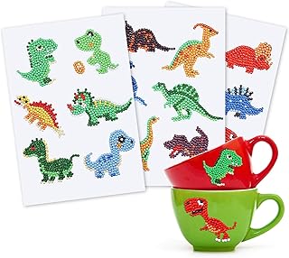 Gxhong Diamond Painting Adesivi Dinosauro Autoadesivo Adesivi Strass Decorative Stickers Bambini Kit Adesivo Diamante Animali Pittura Fai da Te per Ragazzo Ragazza 18 Pezzi
