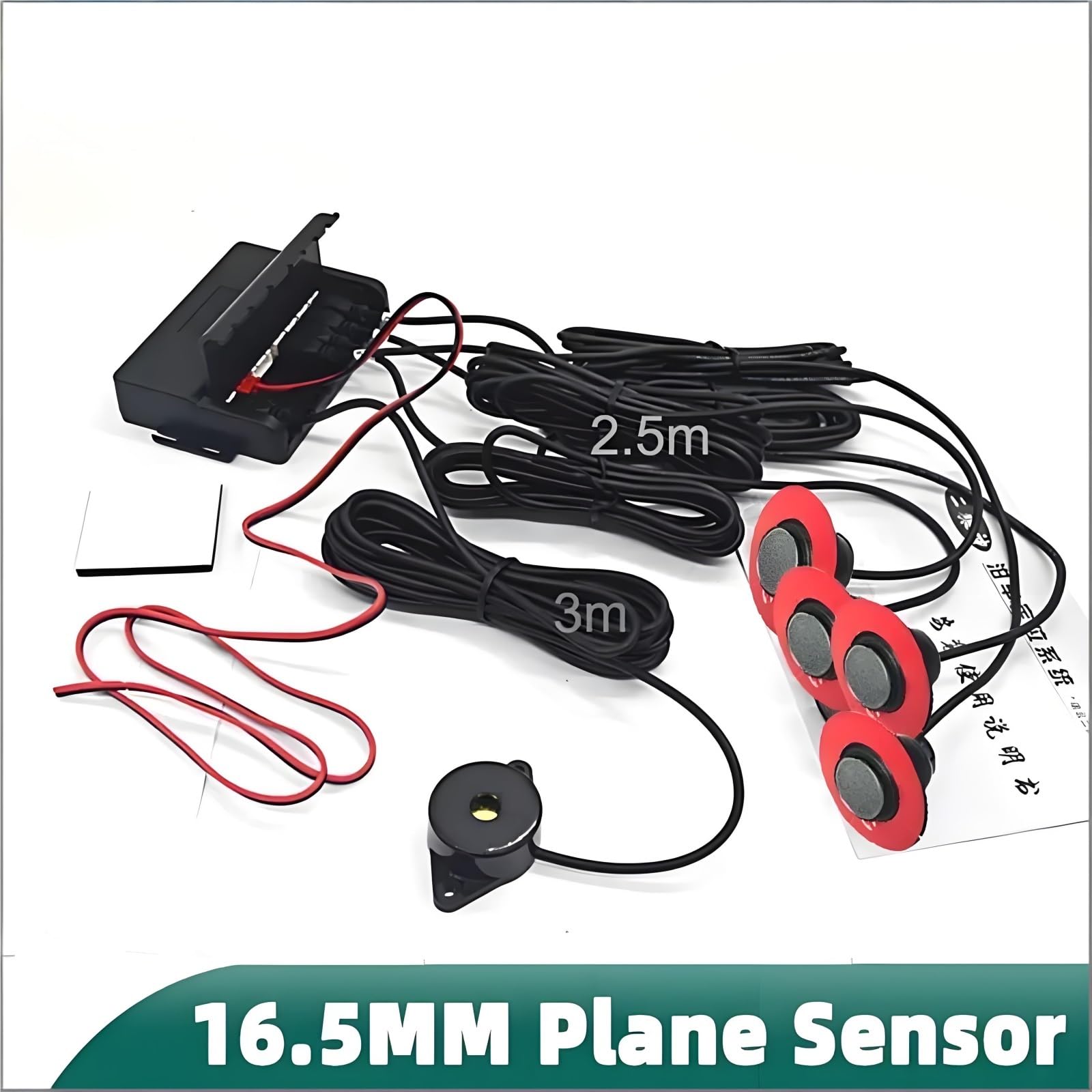 Sensor De Aparcamiento Empotrado 4 Sondas 16,5mm - Profundidad Ajustable Sistema Radar Trasero Alerta De Distancia Solo Zumbador(Nero)