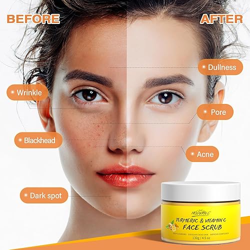 Miniatura 4 de Vitamin C and Turmeric Face Scrub Cream Organics Microdermabrasion Facial Scrub Exfoliating Clears Blackheads Improve Dark Spot Acne with Strawberry