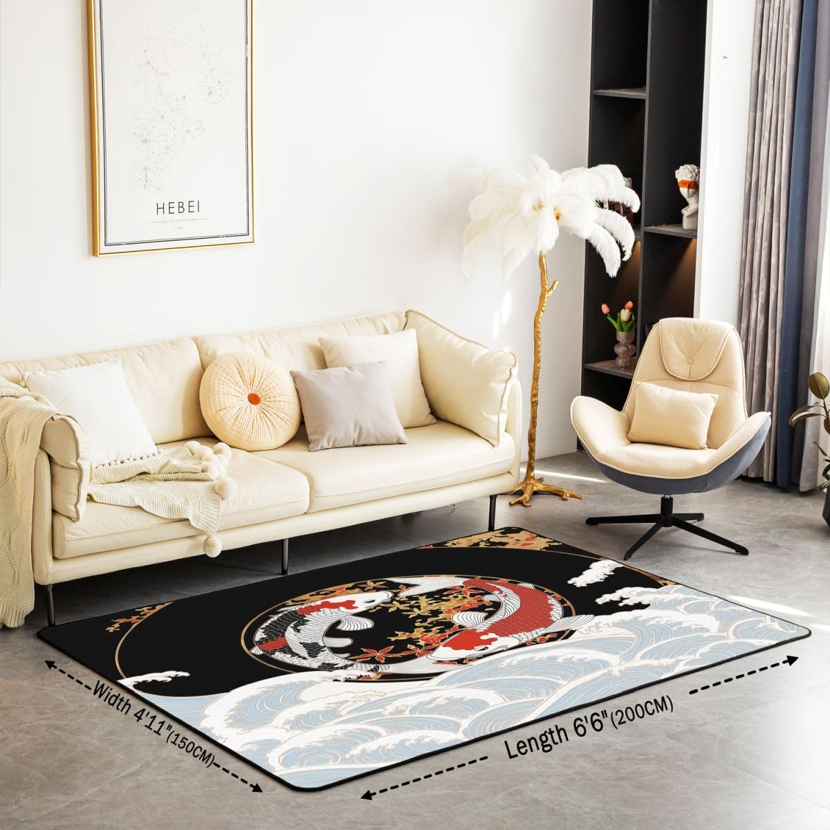 Homewish Dywaniki do salonu z japońskimi rybami koi 100 x 150 cm