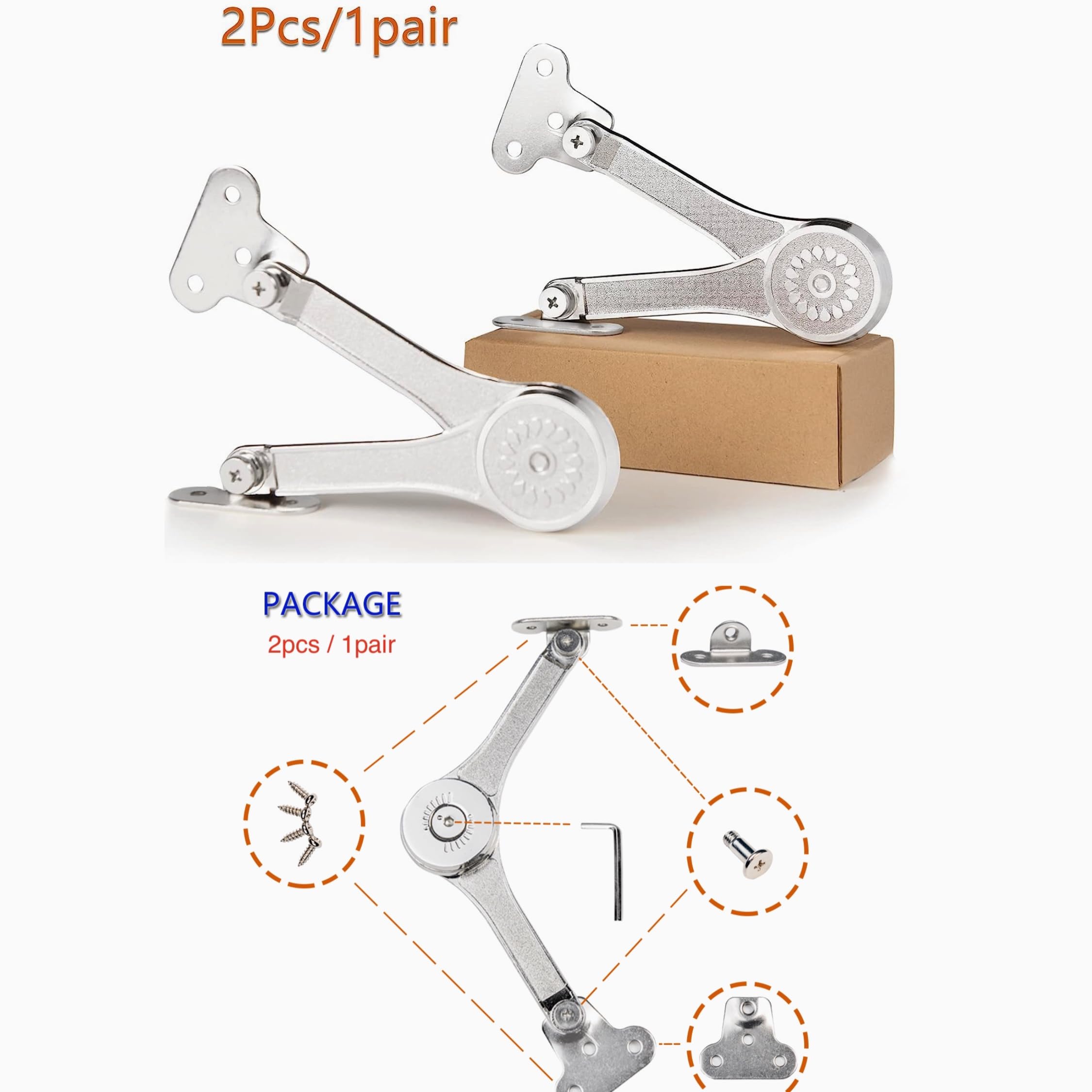 Charnières Pour Coffre à Jouets à Fermeture Douce - Charnières De Couvercle Pour Coffre à Jouets En Bois, Support De Couvercle à Fermeture Lente Et Douce, Résistant 50 Lb/2 Pièces (Hingex