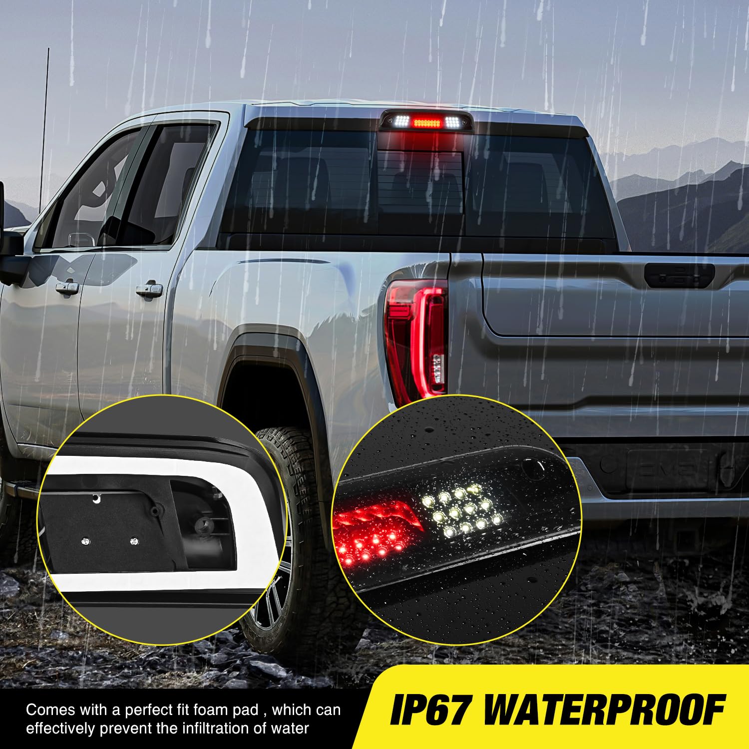 Nilight Third Brake Light High Mount 3rd Stop Reverse Cargo LED Lighting for Chevy Silverado GMC Sierra 1500 2500 3500HD 2014-2018 Pickup Truck Rear Cab Center Tail Lights