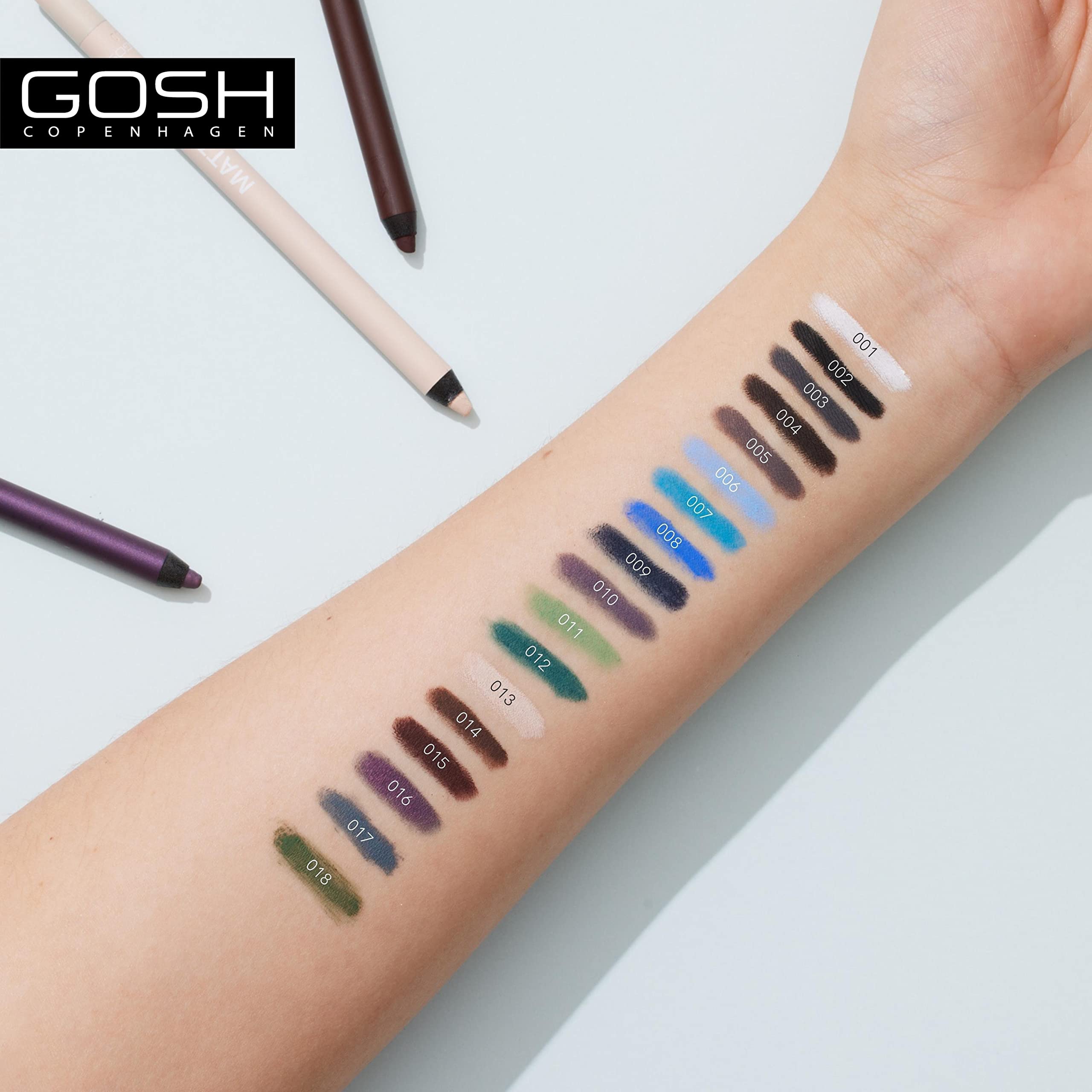 GOSH Neonowy niebieski eyeliner, matowy, wodoodporny eyeliner, miękki i kremowy do łatwego nakładania I wysoce pigmentowany ołówek do oczu, trwały i odporny na przenoszenie, wegański i nie zawiera