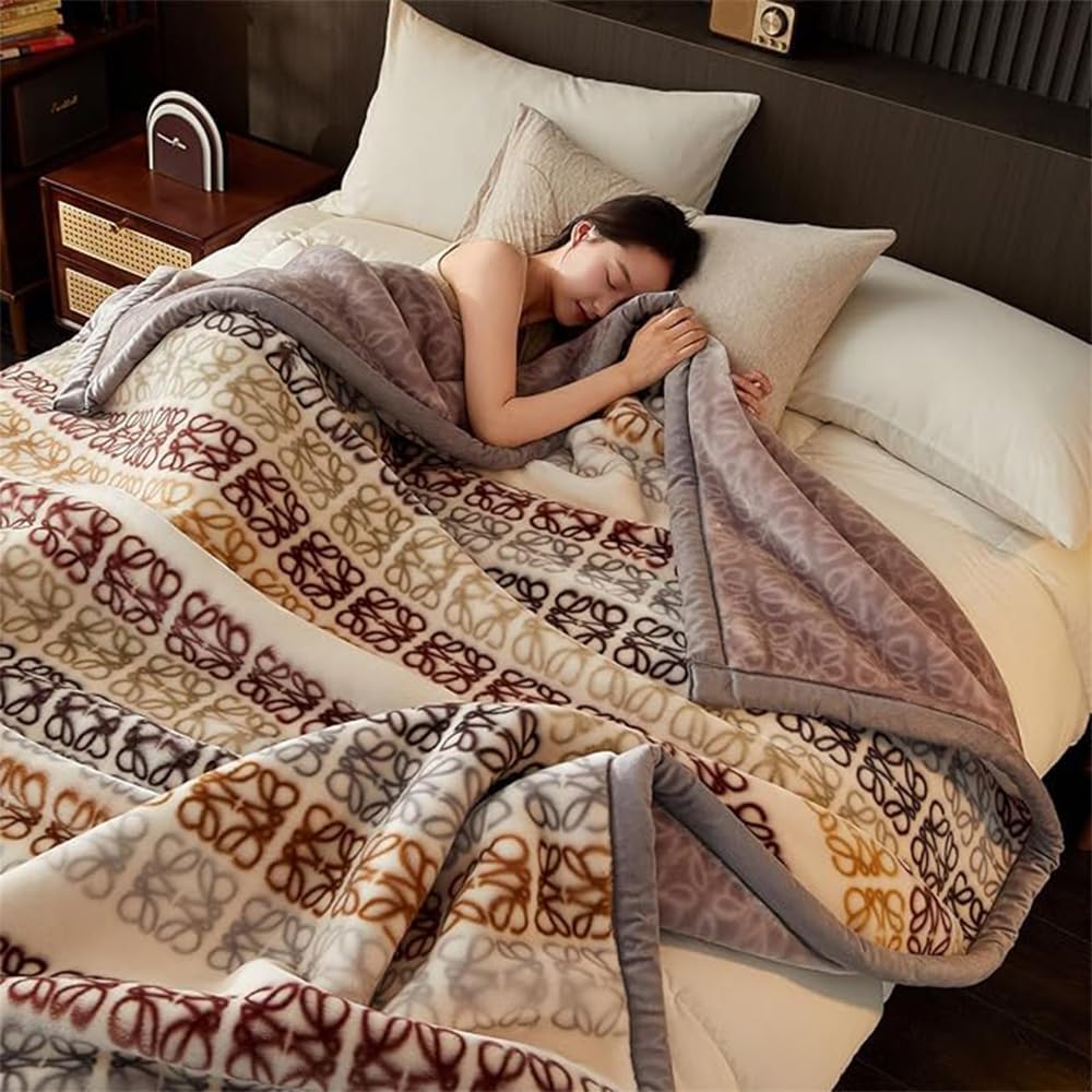 Manta cálida de felpa de forro polar para invierno, manta pesada de visón coreano, tamaño Queen, sedosa, suave y cálida, manta de cama Raschel reversible de 2 capas para invierno, E, 200 x 230 cm, 3,5