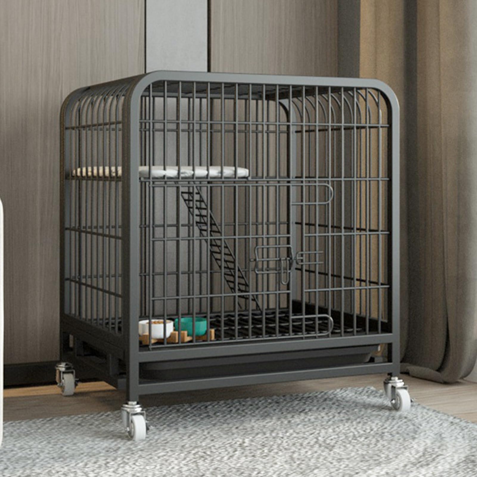 Spacious Outdoor Cat Cage - Heavy Duty and Multifunctional Cat Jumping Platform for Indoor Cats, Large Space for Activities, Black and White (60")