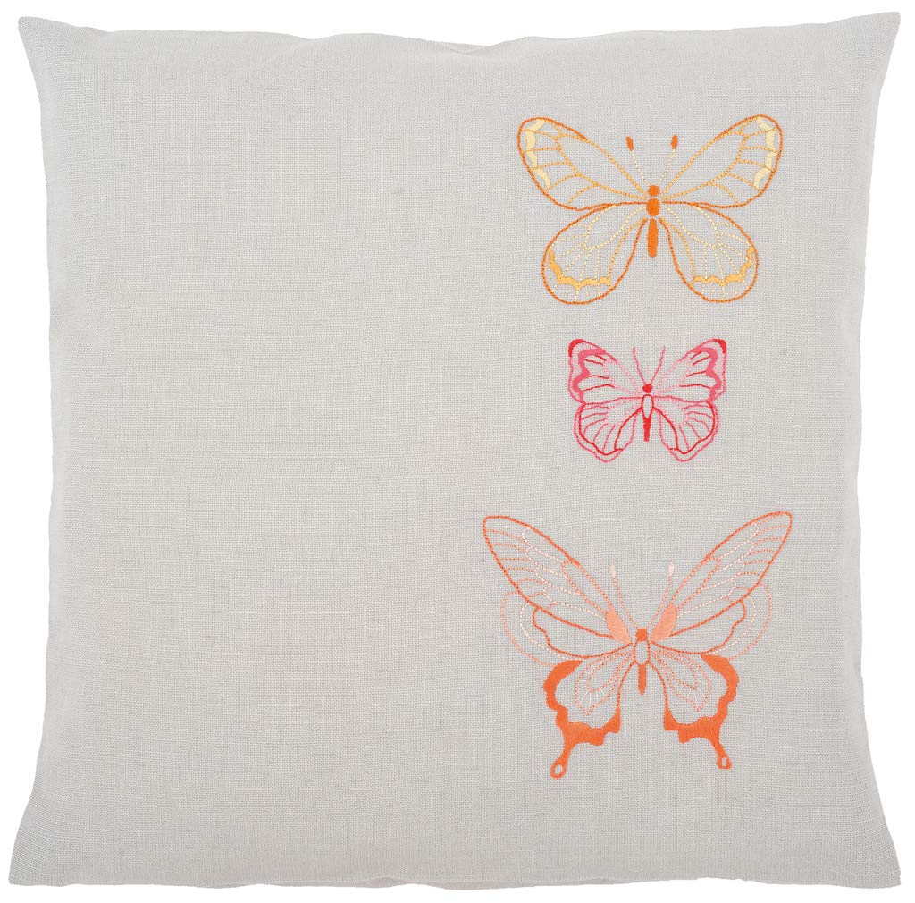 Kit coussin broderie papillons orange Vervaco pour canapé de salon