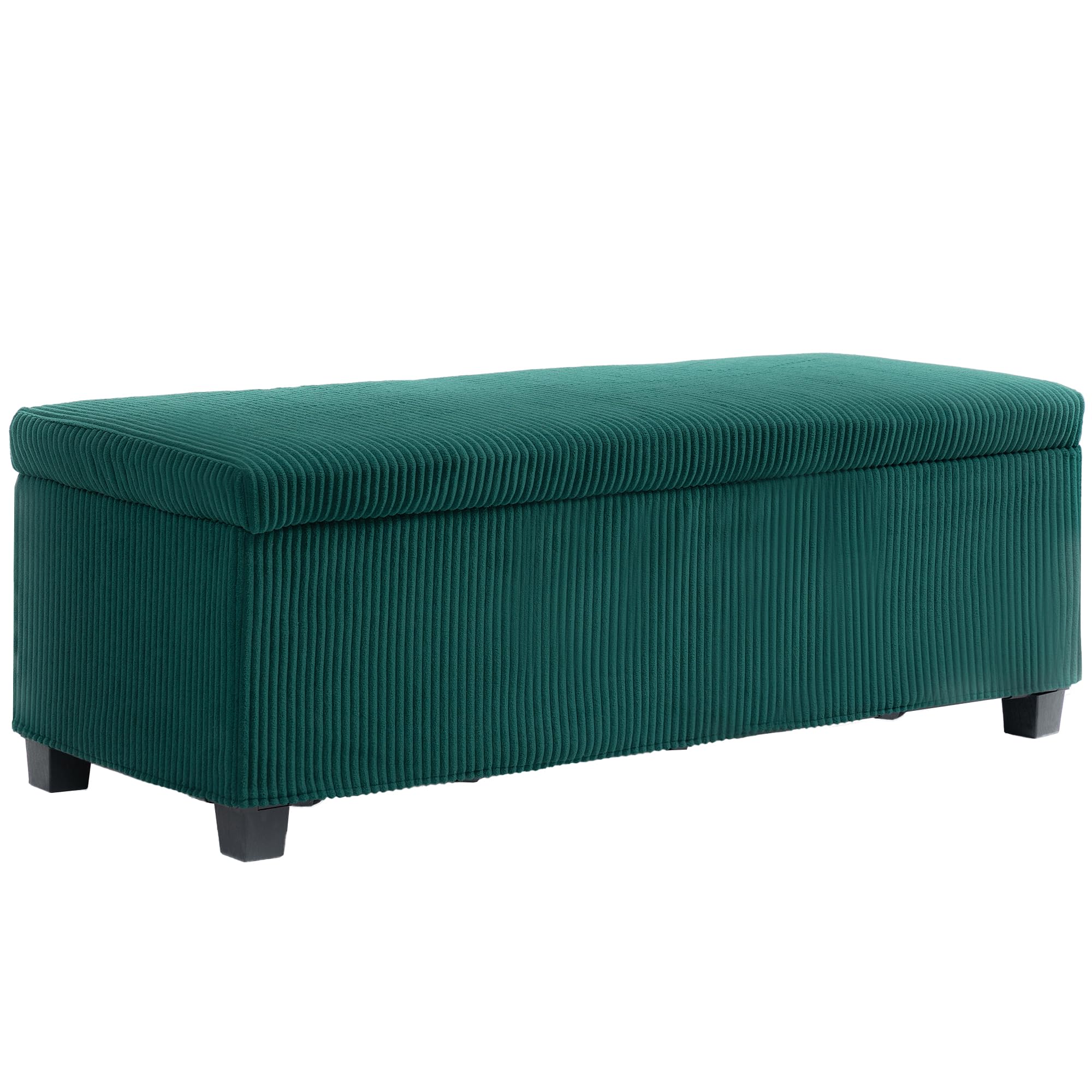 HOMCOM 84L Banco de Almacenamiento Taburete reposapiés de la Sala de Estar al Final de la Cama Caja de Almacenamiento reposapiés de Pana con Funda, para Sala de Estar, Dormitorio, Pasillo, 112 x 42 x