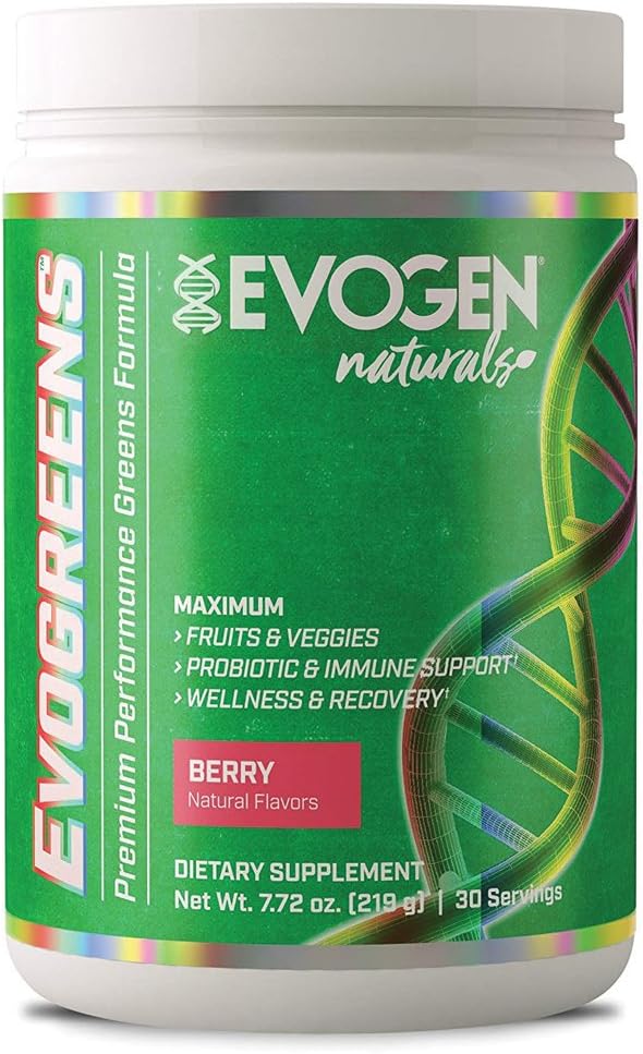 Evogen Naturals EVOGREENS Berry 219g | Premium Performance Greens Formula | Maximum Fruits & Veggies, probiotic & Immune Support, Wellness & Recovery | Hany Rambod
