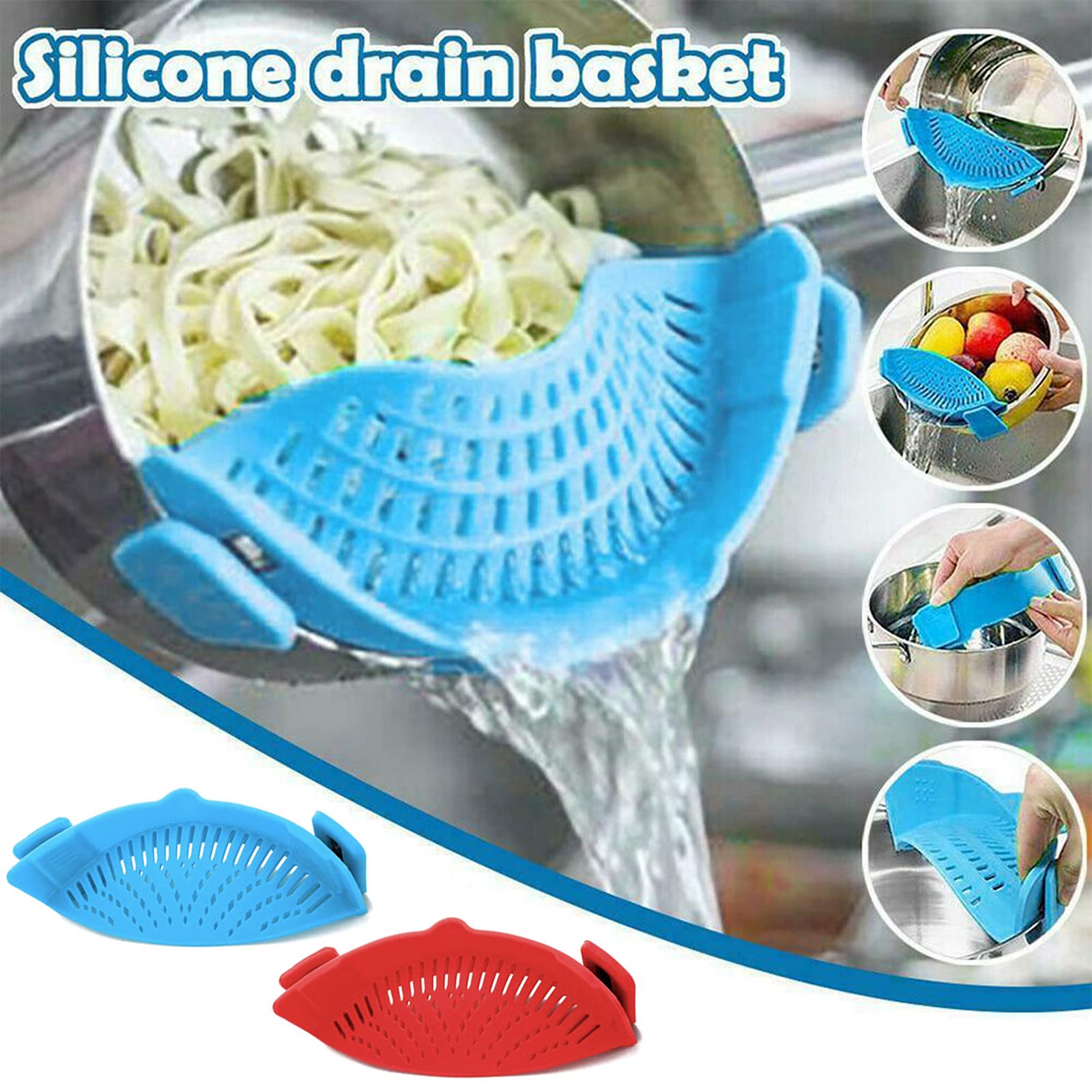 Colino in silicone a clip, adatto a tutti i vasi e ciotole, grigio