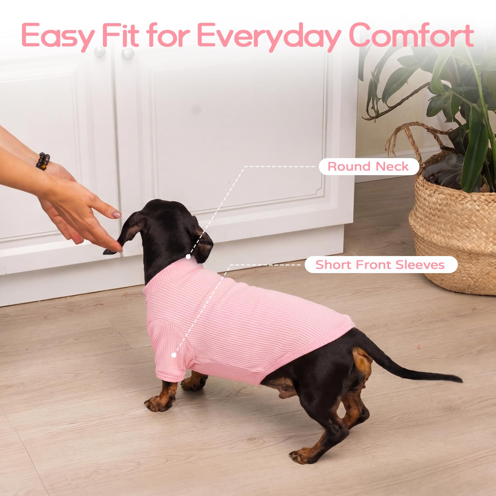 Pullover Leggero Per Cani In Maglia A Costine, T-Shirt Tipo Maglioncino Per Uso Quotidiano, Abbigliamento Confortevole Per Bulldog Francese E Beagle, Ideale Per Casa E Passeggiate, Rosa Fiorita L