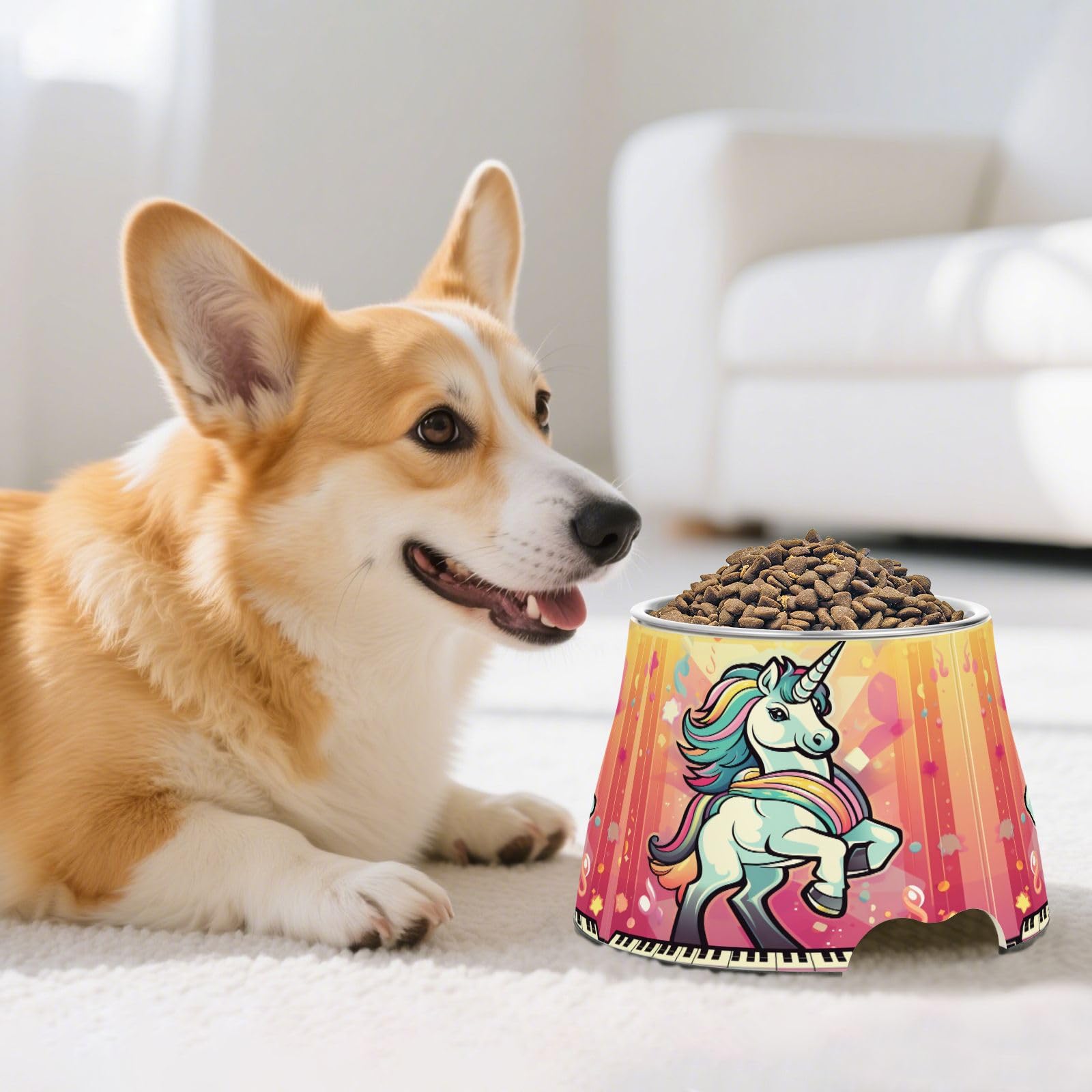 Mignon Licorne Rose Gamelles AntidéRapantes pour Chiens,Empilables en Acier Inoxydable pour Chiots