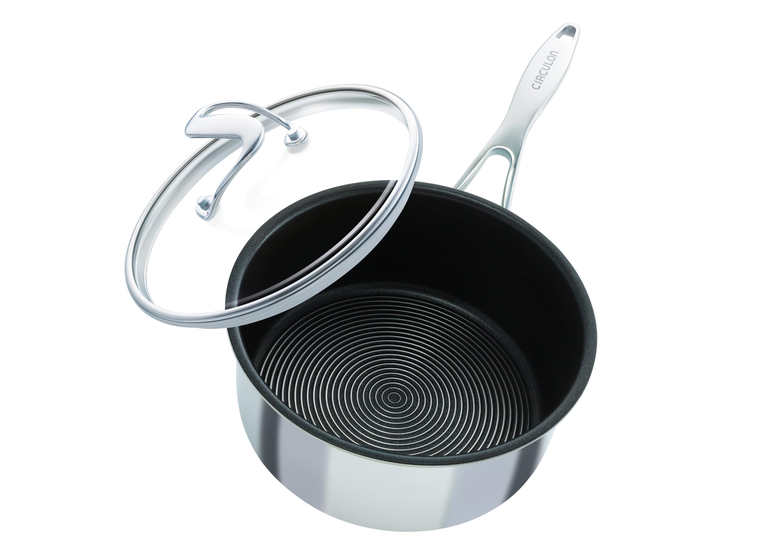 Circulon SteelShield C Series Stainless Steel Saucepan 20cm / 2.8L - Induction Saucepan with Lid with Hybrid Non Stick, Metal Utensil Safe & Dishwasher Safe Cookware