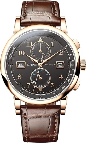 LOBINNI Relojes de moda para hombre con acero inoxidable impermeable automático reloj de maquinaria para hombre, fecha automática semana