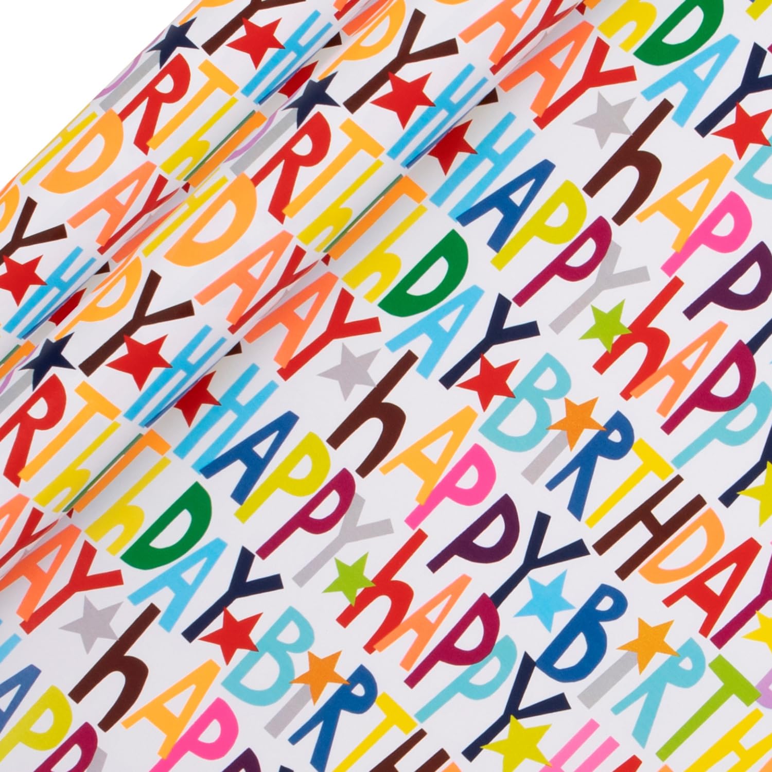 Glick 2 Pack Happy Birthday Wrapping Paper, For Birthdays and Celebrations, 2 x Recyclable Rolls (each 4m x 70cm), Multi-Coloured