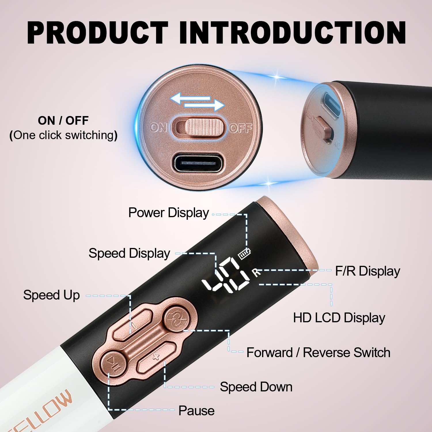 YOKE FELLOW Perceuse à ongles électrique – Lime à ongles électrique portable 40 000 tr/min pour perceuse à ongles en acrylique sans fil professionnelle avec 17 forets pour salon de manucure