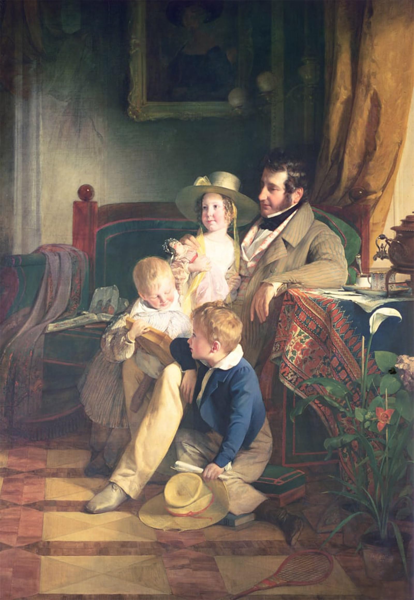 SERENDIPITP Vintage Picture Print on Canvas Wall Art Poster Rudolf Von Arthaber with His Children Rudolf by Friedrich Von Amerling Artwork Print Poster for Wall Decor 60x90cm